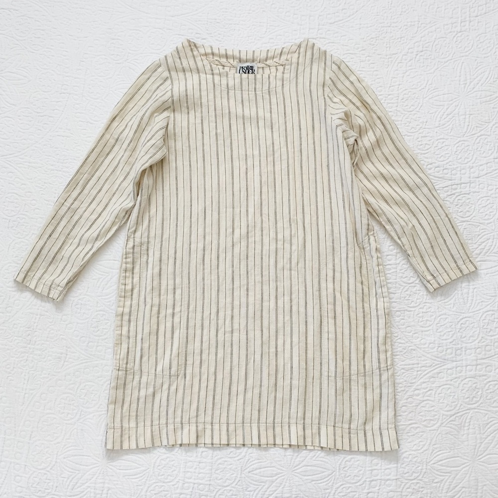 Prairie Underground Broken Stripe Shift Lagenlook Hemp/Cotton Tunic Dress